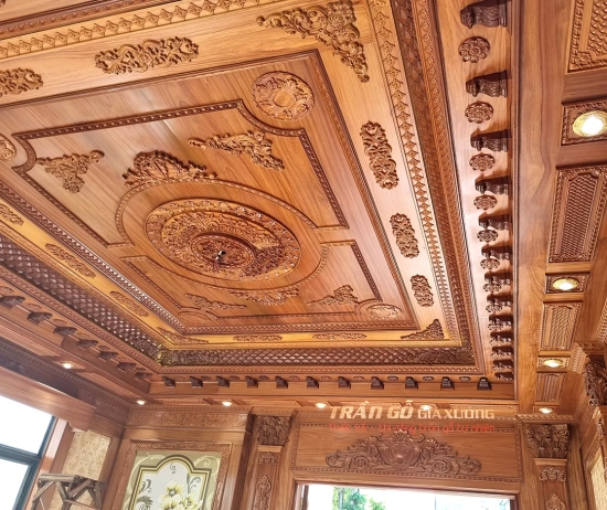 Trần cổ điển - Ốp tường phòng khách gia đình